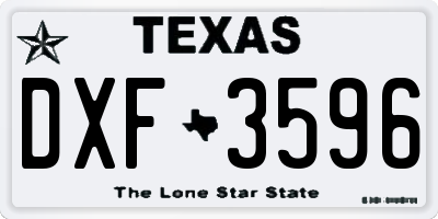 TX license plate DXF3596