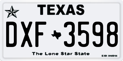 TX license plate DXF3598