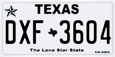 TX license plate DXF3604