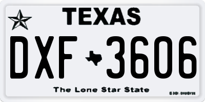 TX license plate DXF3606