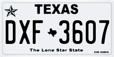 TX license plate DXF3607