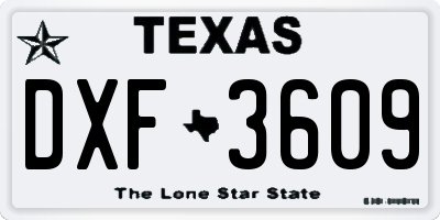 TX license plate DXF3609