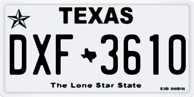 TX license plate DXF3610
