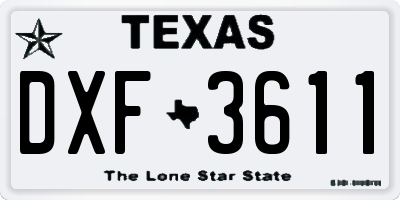 TX license plate DXF3611
