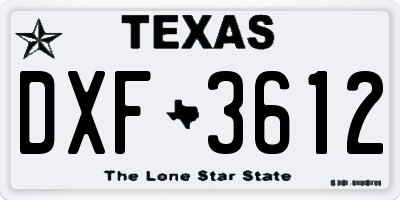 TX license plate DXF3612