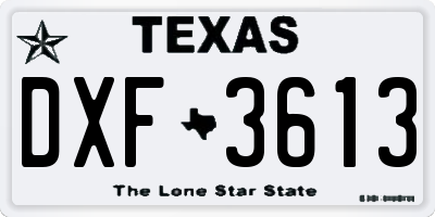 TX license plate DXF3613