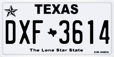 TX license plate DXF3614