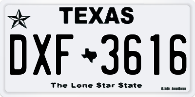 TX license plate DXF3616