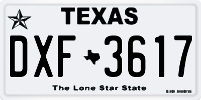 TX license plate DXF3617