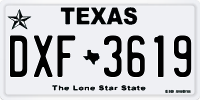 TX license plate DXF3619
