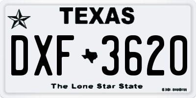 TX license plate DXF3620