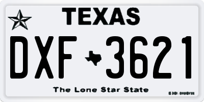 TX license plate DXF3621