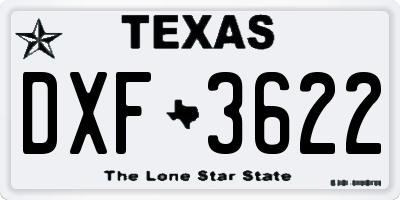 TX license plate DXF3622