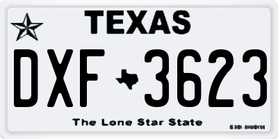 TX license plate DXF3623