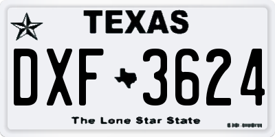 TX license plate DXF3624