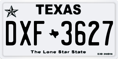 TX license plate DXF3627