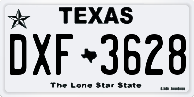 TX license plate DXF3628