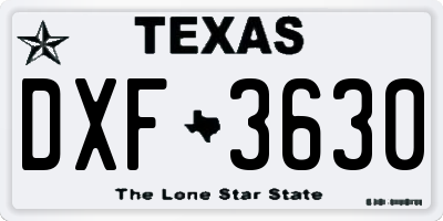 TX license plate DXF3630