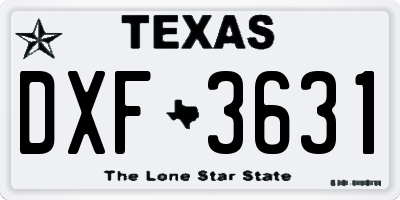 TX license plate DXF3631
