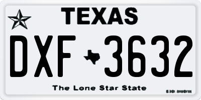 TX license plate DXF3632