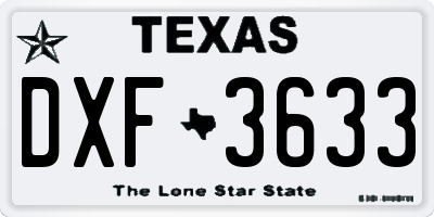 TX license plate DXF3633
