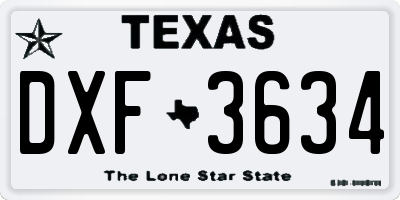 TX license plate DXF3634
