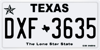 TX license plate DXF3635