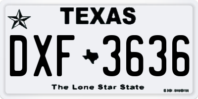 TX license plate DXF3636
