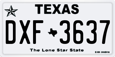 TX license plate DXF3637