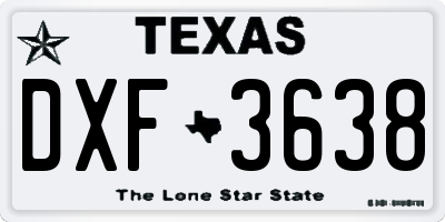 TX license plate DXF3638