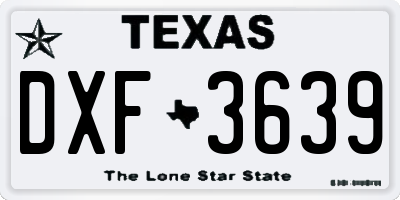 TX license plate DXF3639