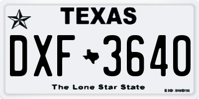 TX license plate DXF3640