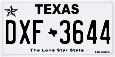 TX license plate DXF3644