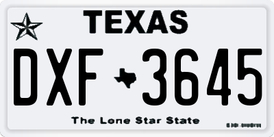 TX license plate DXF3645