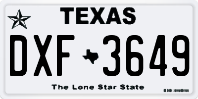 TX license plate DXF3649