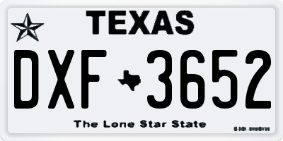 TX license plate DXF3652