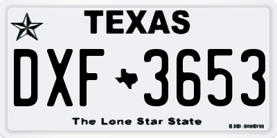 TX license plate DXF3653