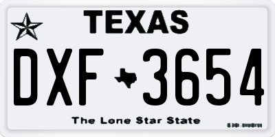 TX license plate DXF3654