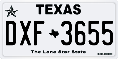 TX license plate DXF3655