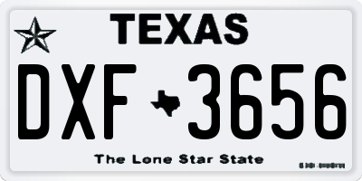 TX license plate DXF3656