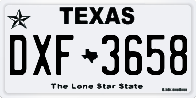 TX license plate DXF3658