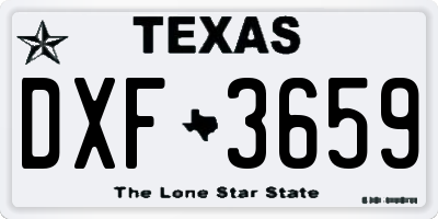 TX license plate DXF3659