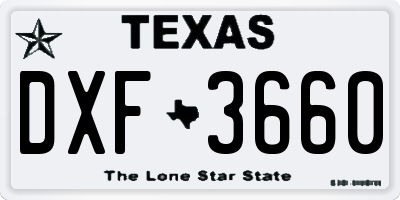 TX license plate DXF3660