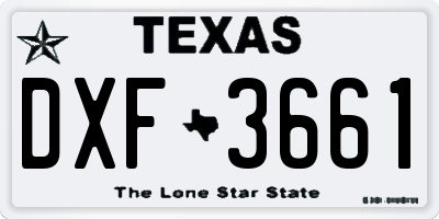 TX license plate DXF3661
