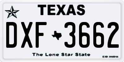 TX license plate DXF3662