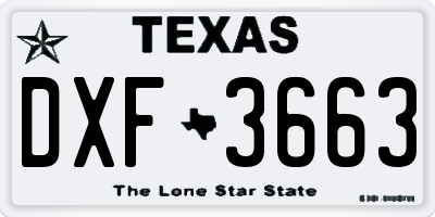 TX license plate DXF3663