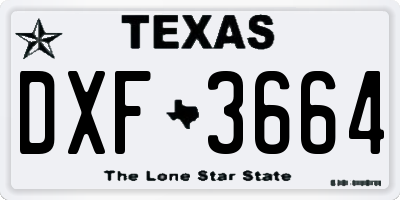 TX license plate DXF3664