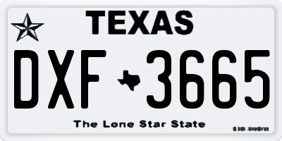 TX license plate DXF3665