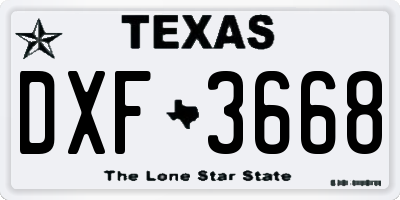 TX license plate DXF3668