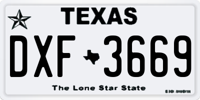 TX license plate DXF3669